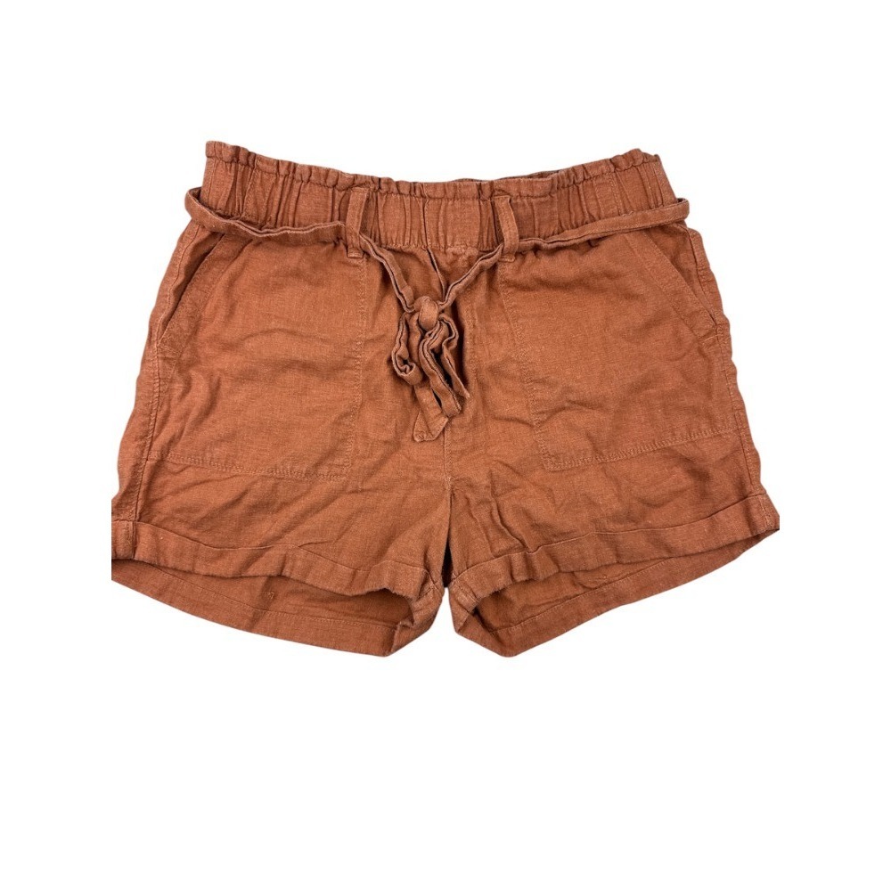 Sanctuary Burnt Orange Linen Blend Paperbag Waist Shorts Cuffed Size Medium